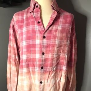 Hand bleached button down flannel